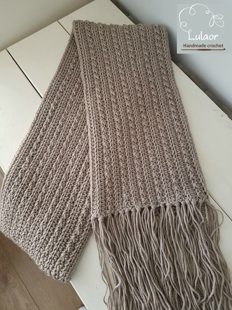Pattern for crochet scarf, DIY crochet, PDF file for how to crochet a scarf, long scarf, Fringe scarf, Easy pattern, Men and woman scarf image 8