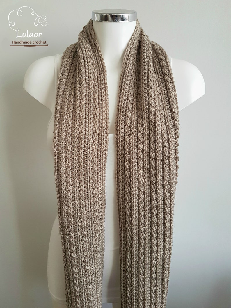 Pattern for crochet scarf, DIY crochet, PDF file for how to crochet a scarf, long scarf, Fringe scarf, Easy pattern, Men and woman scarf image 5