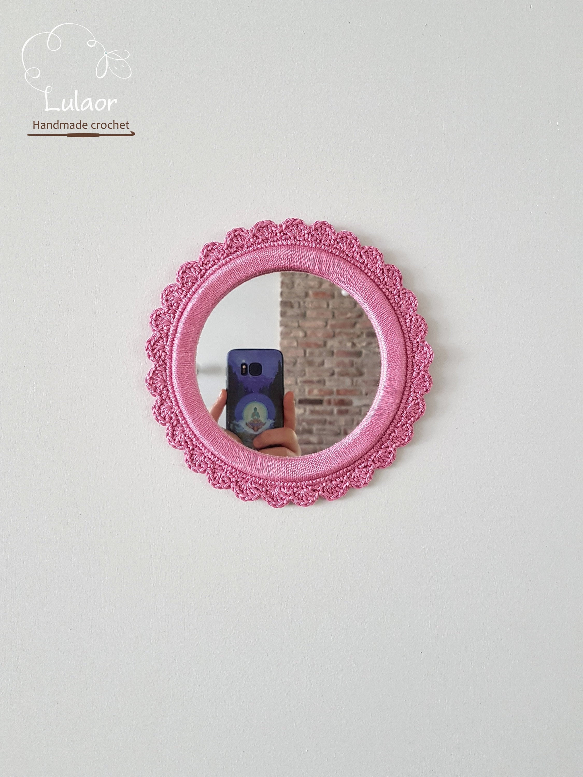 Crochet Mirror Small Round Mirror Shabby Chic Mirror Etsy