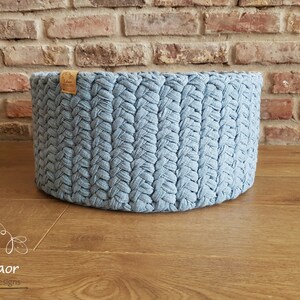 Pattern for crochet large basket, storage basket, blue basket, DIY basket, easy to make, big basket, t-shirt yarn basket image 2