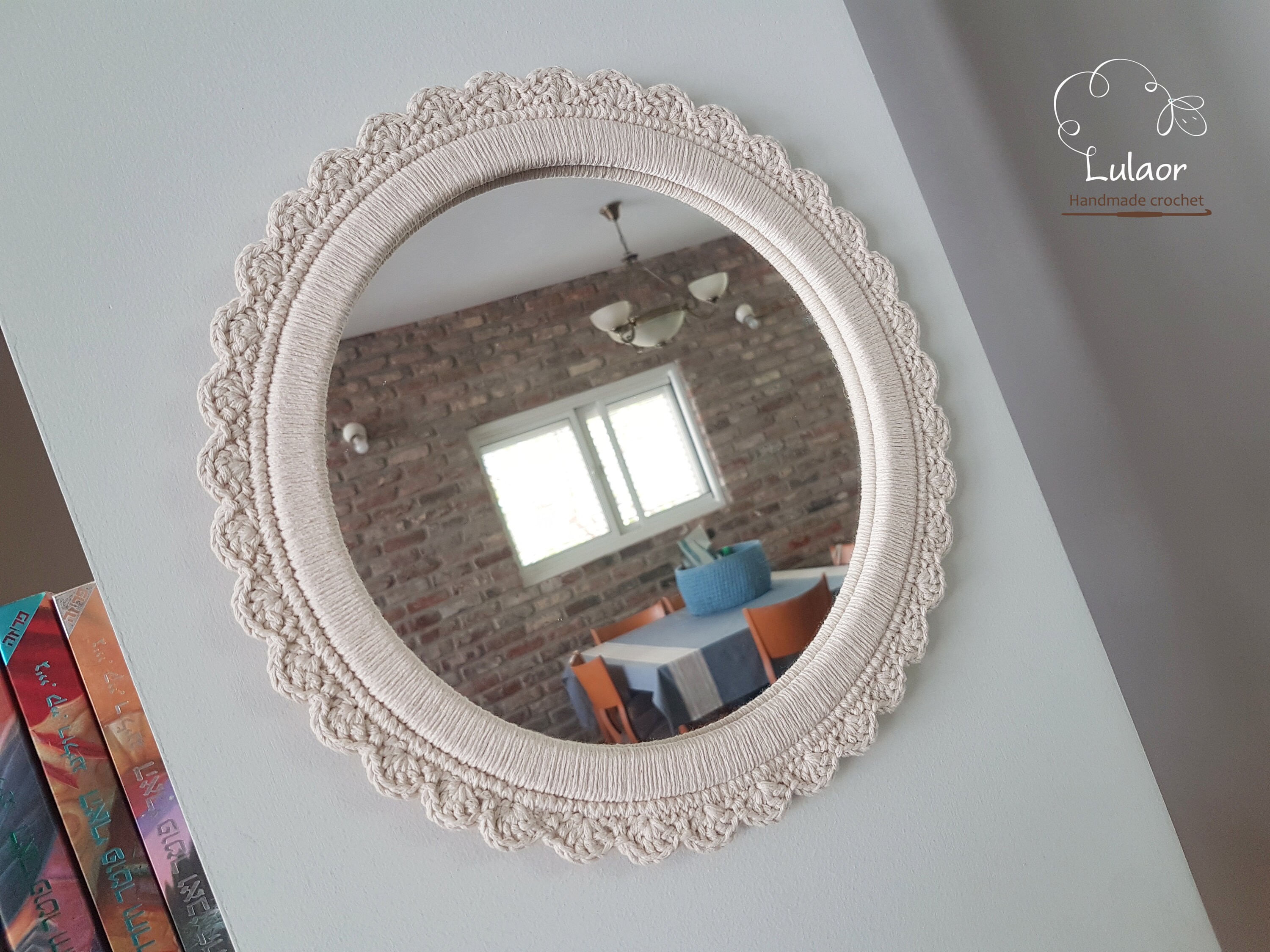 Große häkeln Spiegel 33cm Runde Spiegel Shabby chic Spiegel | Etsy