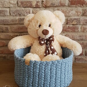 Pattern for crochet large basket, storage basket, blue basket, DIY basket, easy to make, big basket, t-shirt yarn basket image 8