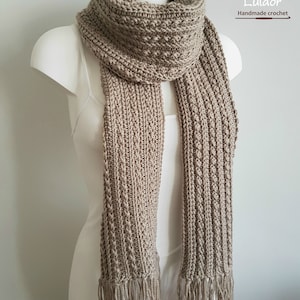 Pattern for crochet scarf, DIY crochet, PDF file for how to crochet a scarf, long scarf, Fringe scarf, Easy pattern, Men and woman scarf image 2