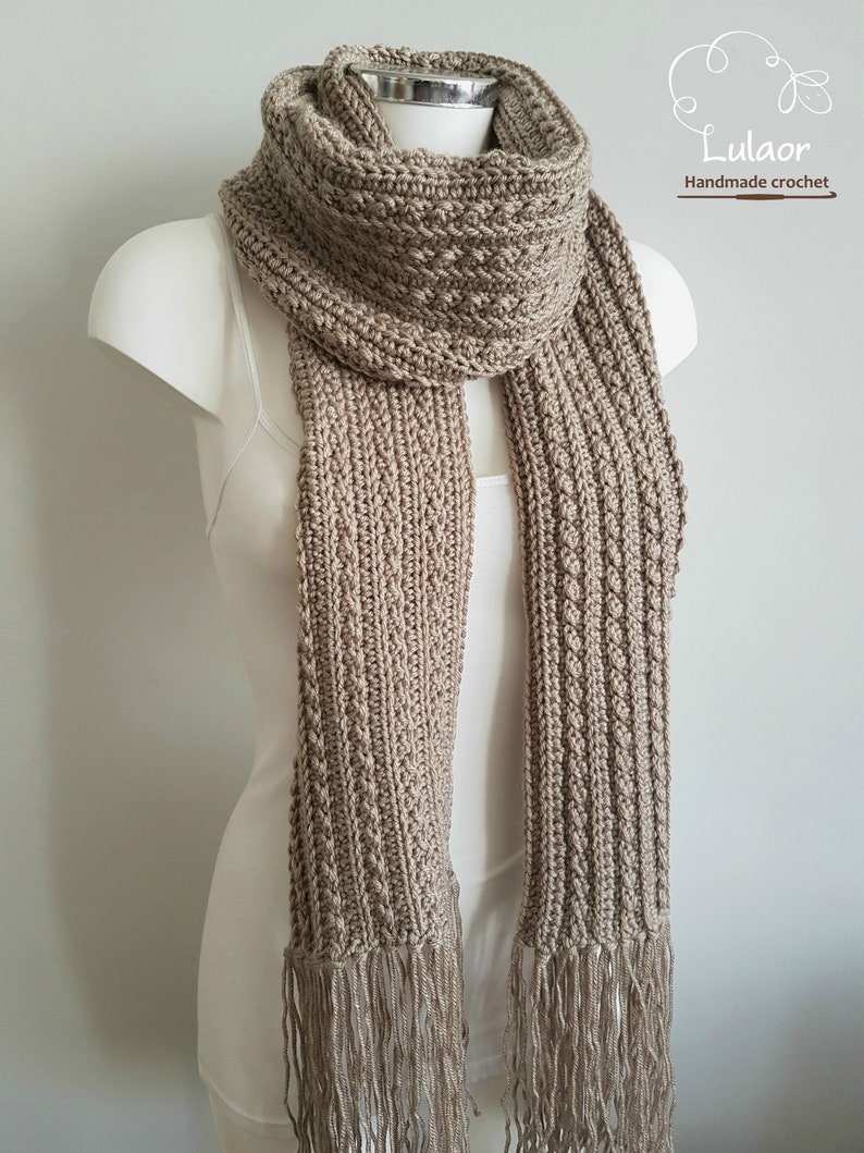 Pattern for crochet scarf, DIY crochet, PDF file for how to crochet a scarf, long scarf, Fringe scarf, Easy pattern, Men and woman scarf image 2