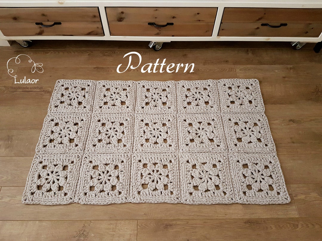 Pattern for Crochet Square/ Rectangle Rug - Easy to Adjust to Any Size ...