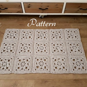 Pattern for crochet square/ rectangle rug - easy to adjust to any size. T shirt yarn rug, crochet rug diy, crochet rug, square rug