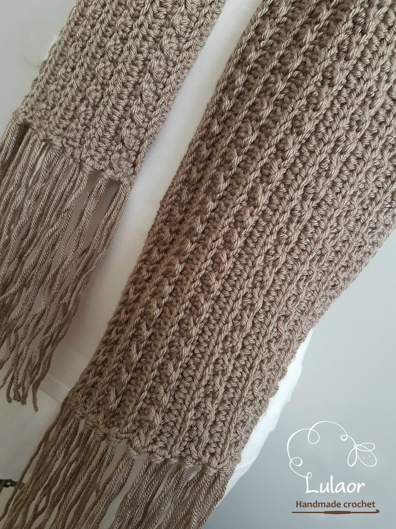 Pattern for crochet scarf, DIY crochet, PDF file for how to crochet a scarf, long scarf, Fringe scarf, Easy pattern, Men and woman scarf image 6