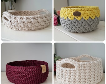 Crochet pattern bundle, 4 crochet baskets, pdf files for 4 different baskets