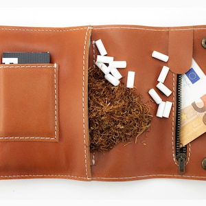 30G * Brauner Tabakbeutel aus echtem Rindsleder - Tabak Tasche - Tobacco Pouch - Made of genuine cowhide - Designed in Berlin - SmokingBag