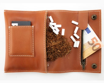 30G * Brown tobacco pouch made of genuine cowhide - Tobacco bag - Tobacco Pouch - Made of genuine cowhide - Designed in Berlin - SmokingBag