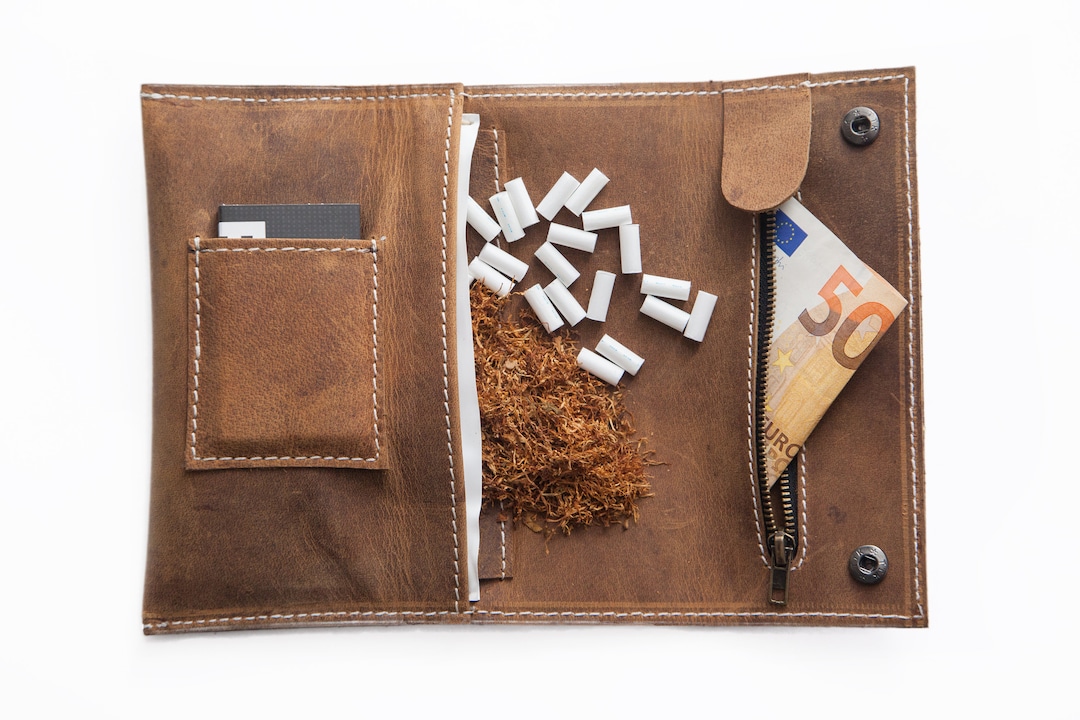 pueblo tobacco pouch BLUE Additive Free Hand Rolling (30g Pouch) This chic goatskin pouch is secured using a sturdy leather wraparound strap Pueblo Classic - Bag –