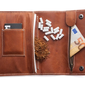 35G * Brauner Tabakbeutel aus echtem Rindsleder - Tabak Tasche - Tobacco Pouch - Made of genuine cowhide - Designed in Berlin - SmokingBag