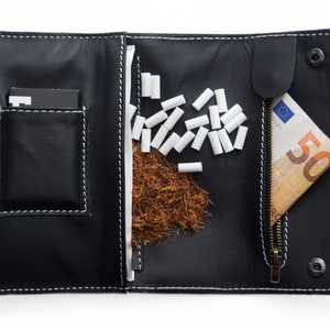 35G * Black tobacco pouch made of genuine cowhide - Tobacco bag - Tobacco Pouch - Made of genuine cowhide - Designed in Berlin - SmokingBag