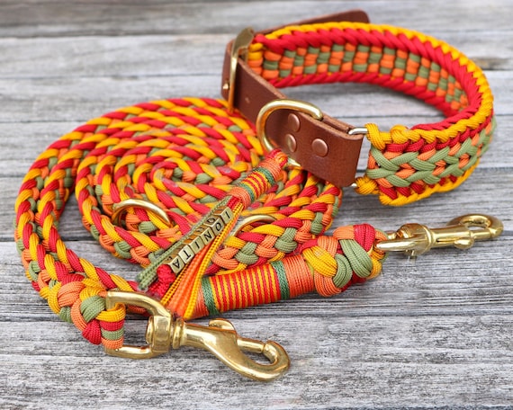Boho Dog Collar & Leash Set, With Name Tag, Custom Made