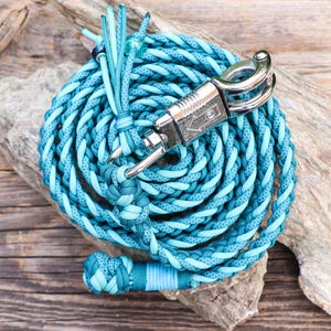 Pferd Anbindestrick Für Anhänger 60 Cm - Mit Panikhaken & Karabiner In Türkis