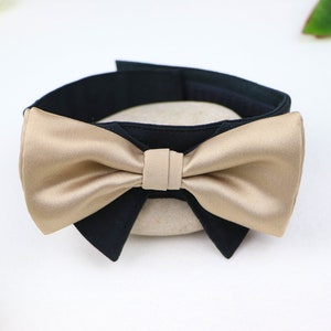 Wedding dog collar | bow tie collar | dog reing bearer | dog wedding attire | black gold | dog shirt collar | with hook-and-loop fastener