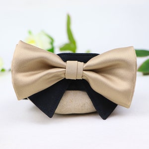 Pajarita para cuello de camisa de perro | Collar de perro para boda con pajarita | Pajarita para perro portador de anillos | Oro negro | con cierre de velcro imagen 7