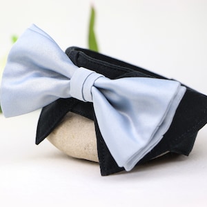 Wedding dog collar | bow tie collar | dog ring bearer | dog wedding attire | black silver | dog shirt collar | with hook-and-loop fastener
