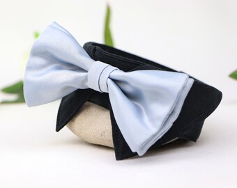 Wedding dog collar | bow tie collar | dog ring bearer | dog wedding attire | black silver | dog shirt collar | with hook-and-loop fastener