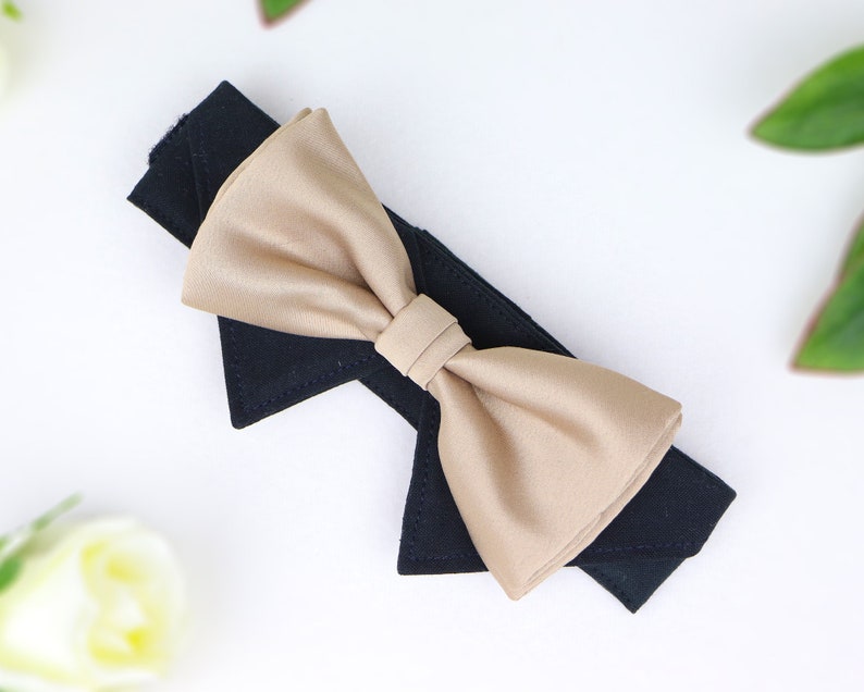 Pajarita para cuello de camisa de perro | Collar de perro para boda con pajarita | Pajarita para perro portador de anillos | Oro negro | con cierre de velcro imagen 8