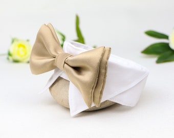 Wedding dog collar | bow tie collar | dog reing bearer | dog wedding attire | white gold | dog shirt collar | with hook-and-loop fastener