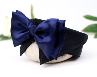 Wedding dog collar | bow tie collar | ring bearer | dog wedding attire | black dark blue | dog shirt collar | with hook-and-loop fastener
