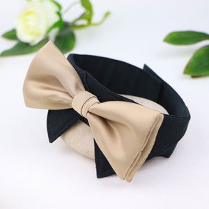 Wedding dog collar | bow tie collar | dog reing bearer | dog wedding attire | black gold | dog shirt collar | with hook-and-loop fastener
