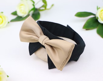 Wedding dog collar | bow tie collar | dog reing bearer | dog wedding attire | black gold | dog shirt collar | with hook-and-loop fastener