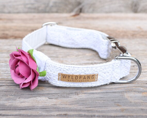 Wedding Dog Collar With Fuchsia-colored Rose Application and - Etsy Ireland