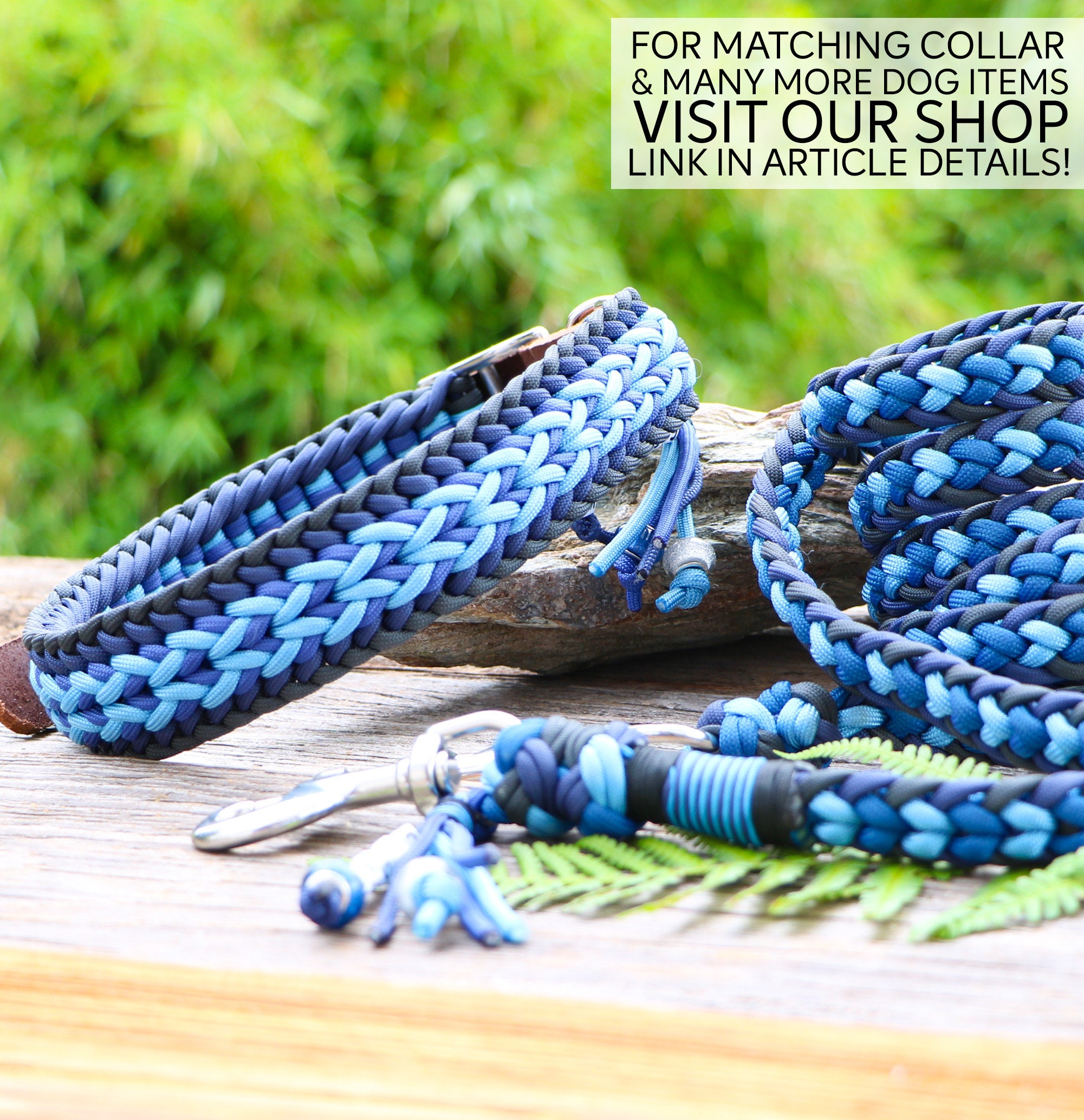 Rope Dog Leash With Name Tag, Waterproof, Handmade From Gen. Paracord ...