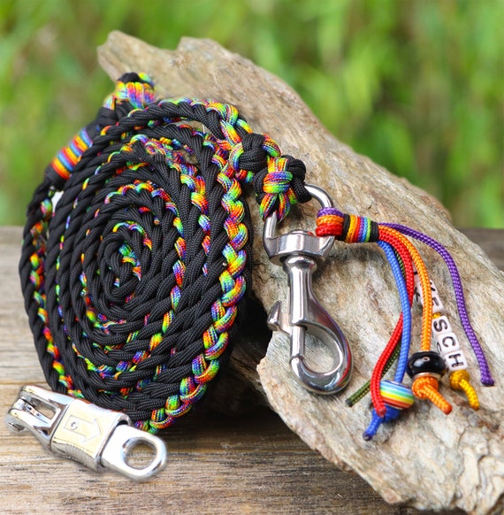 Guinzaglio Equestre Per Cavalli 2m - Corda Cotone Resistente Con Gancio, Rosso/nero - Foto 5