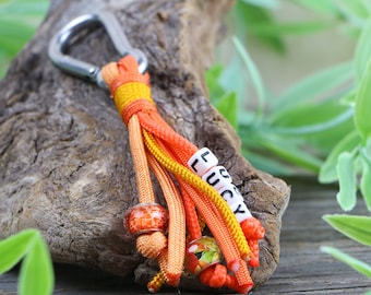 Custom paracord key chain with arcylic beads, orange, more colors availible