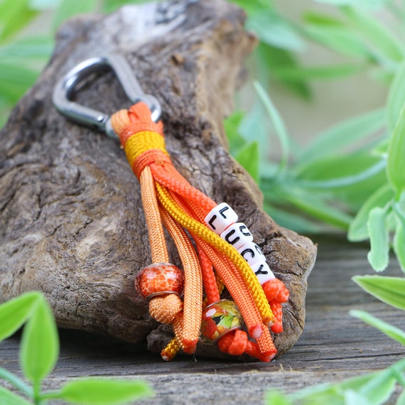 Custom Paracord Key Chain With Arcylic Beads, Orange, More Colors