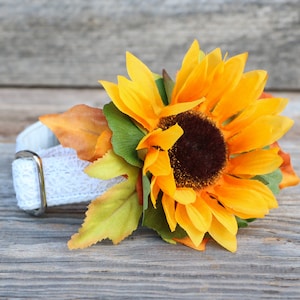 Wedding dog collar with sunflower and romantic lace, adjustable
