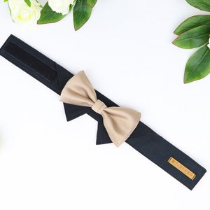 Pajarita para cuello de camisa de perro | Collar de perro para boda con pajarita | Pajarita para perro portador de anillos | Oro negro | con cierre de velcro imagen 2