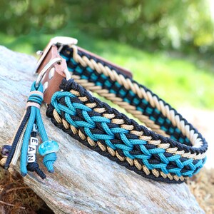 ITODA Personalisiertes Hundehalsband-Set – Leder, Mit Edelstahl-Gravur, Größe M (30-39 Cm), Inkl. Leine, Blau