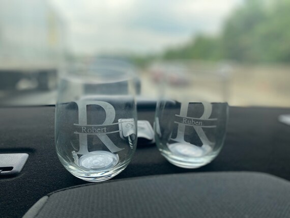 Custom Etched 11 Oz Initial Monogram Stemless Wine Glass - LOCAL (ATLANTA)  ONLY - Etsy