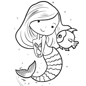 Coloring Pages- Mermaid Instant Digital Download