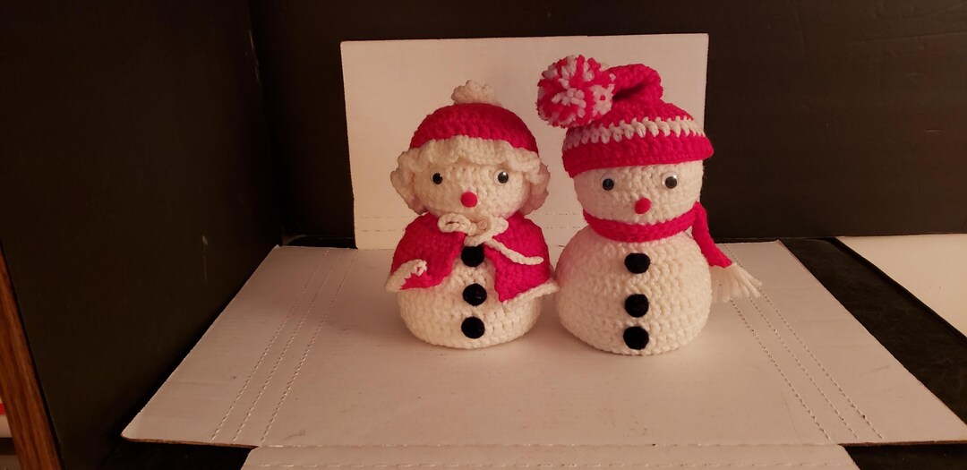 Mr and Mrs Snowman Crochet Figures Etsy