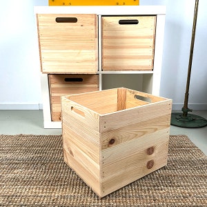 Natural light wooden box for Kallax Expedit shelves | 33x32.5x37.5cm