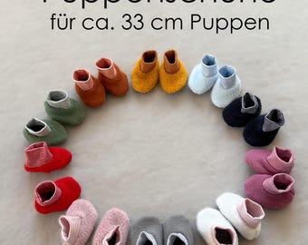 Puppenschuhe Puppenfleeceschuhe Fleeceschuhe für Puppen Puppenkleider ca. 33 cm Puppe 4,2 cm Fußlänge