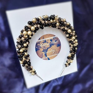 Black & Gold pearl Headband / Bridesmaid wedding hair jewellery / Hairpiece / Headpiece / Wedding accessories/ Hair jewelry / Tiara / Diadem
