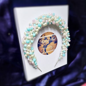 White, Pink & Blue Headband / Wedding headband / Baby shower hair jewellery / Gender reveal Party / Hair accessories / Wedding guest /