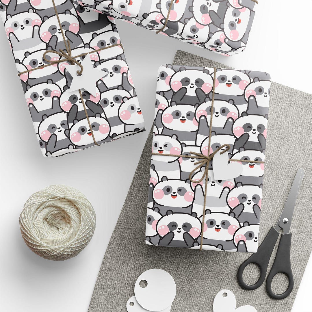 Panda Wrapping Kawaii Cute Panda Gift Wrapping Paper Roll - Etsy