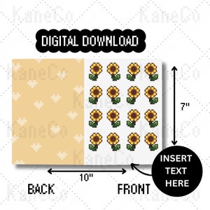 Tarjeta de felicitación imprimible con diseño de girasol para el día de San Valentín, aniversario y cumpleaños, inspirada en la agricultura de Stardew, archivo digital, 5 x 7
