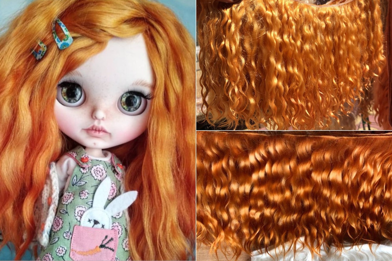 Bright orange doll hair mohair weft for reborn baby doll Etsy