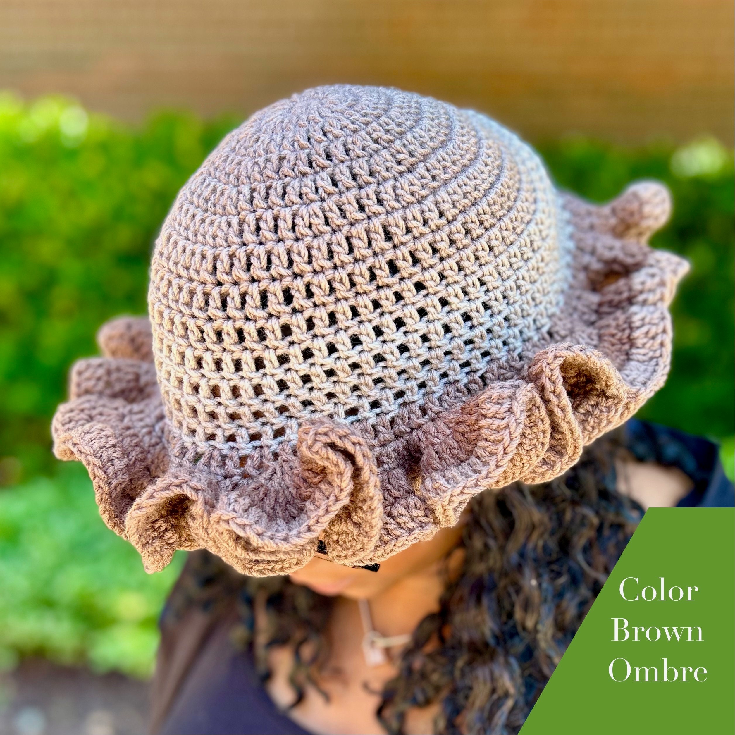 Custom Crochet Short Ruffle Brim Hat Crochet ruffle bucket hat - Shyler Crochets main image 2