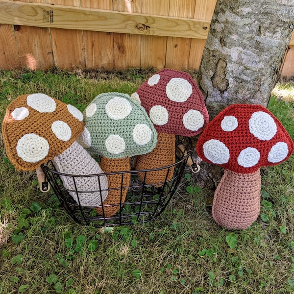 Mushroom pillow, Stuffie, boho chic decor for living room and baby nursery, farmhouse home decor, decorative plant throw pillow stuffie