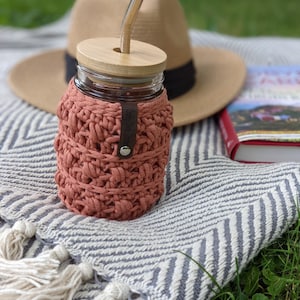 CROCHET PATTERN- Jar Cozy, Cup cozy, boho Jar cozy for mason jar