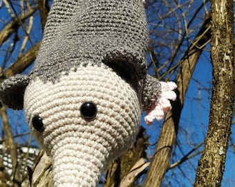 CROCHET PATTERN- Amigurumi bag holder, Crochet Opossum bag holder, Crochet opossum stuffed animal,